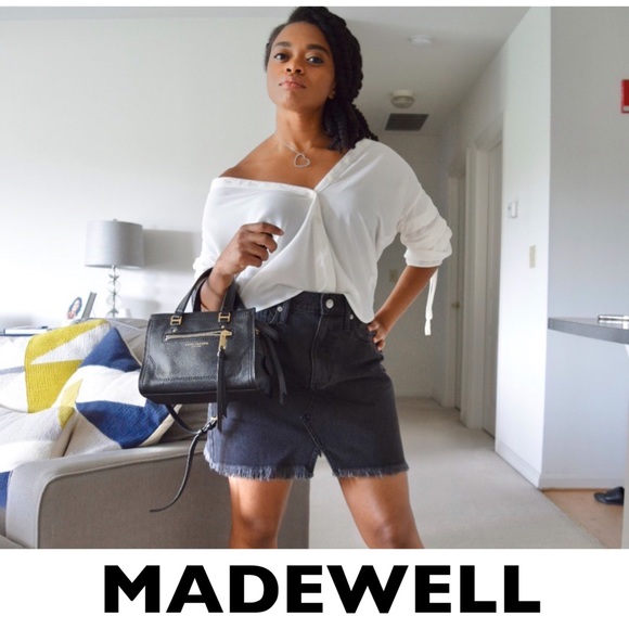 Madewell Black Denim A-Line Mini Skirt Size 27 - Picture 3 of 10